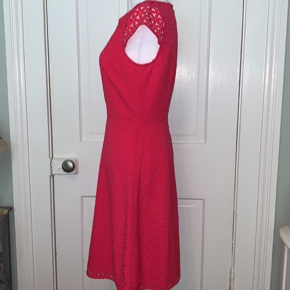 J.CREW HOT PINK A-LINE DRESS WITH LASER CUT FLORAL DESIGN - Picture 3 of 8